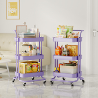 Chariot utilitaire en métal multifonctionnel avec paniers en filet pour la cuisine, le salon, le bureau, le garage