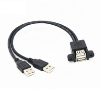 Cable de Extensión USB 2.0 de Doble Puerto, Macho a Hembra, con Fijación por Tornillo para Montaje en Panel, 50cm, 30cm, 100cm