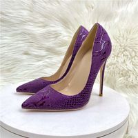 Dernier Design Talons Aiguilles de Luxe Violet 12 CM/10 CM/8 CM Grandes Tailles 44 45 pour Femme Élégante