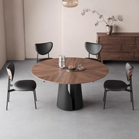 Mesa de Comedor, Estilo Vintage Francés con Cubierta de Nogal Negro, Opción de Personalización, Juego de Comedor Moderno de Madera Dura para Cocina o Comedor Pequeño