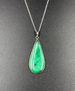 Colgante de Plata de Ley 925 hecho a mano para mujer chapado en oro con diamante natural estilo vintage con piedras preciosas de malaquita - Product Image 5