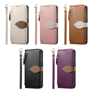 Étui de téléphone portable de luxe en cuir PU, design professionnel, antichoc, avec porte-cartes, anneau magnétique, cordon court - Product Image 4