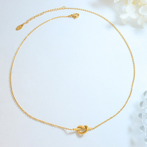 Collar <span class=keywords><strong>de</strong></span> cadena <span class=keywords><strong>de</strong></span> nudo <span class=keywords><strong>de</strong></span> acero inoxidable <span class=keywords><strong>para</strong></span> mujer, colgante <span class=keywords><strong>de</strong></span> Color dorado, joyería <span class=keywords><strong>para</strong></span> niña - Product Image 4