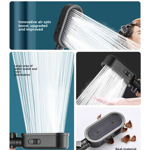 Pomme de douche à main avec support et <span class=keywords><strong>tuyau</strong></span> de 1.5m Buses anti-bouchage haute pression à 3 réglages Produit de salle de bain - Product Image 4