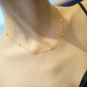 Joyería de Oro de 18K Collar de Oro Sólido al Por Mayor Marcas Que No Se Deslustran Collar con Colgante de Trébol de Cuatro Hojas para Joyería de Mujer - Product Image 4