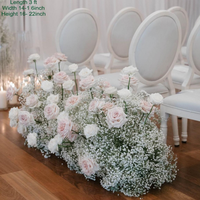 Décoration de mariage personnalisée, bouquet de fleurs au sol de 50 cm à 90 cm, fleurs de gypsophile blanc ivoire au toucher réel, rangée de roses blanches pour allée de mariage