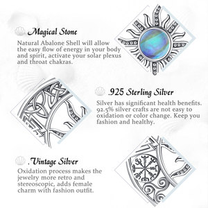 Changda jewelry 925 Sterling silver viking moonstone opal sun and crescent moon star collane <span class=keywords><strong>con</strong></span> ciondolo - Product Image 2