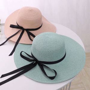 Fashion Children's Panama <b>Straw</b> <b>Hat</b> Summer Casual Outdoor Fishing Wide Brim Sun Cap with Bow-knot Vacation Beach <b>Hats</b> - Product Image 5