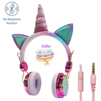 Headset berkabel dengan mikrofon, Earphone Stereo musik untuk anak perempuan, Headphone komputer ponsel pintar, hadiah anak-anak