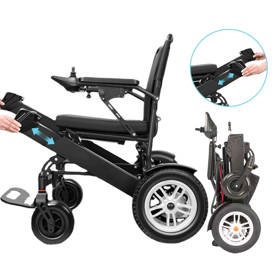 New the Elderly Mobility Aid Lightweight 500W Power Dual Motor Wheel Chair Folding Disabled Electric Wheelchair