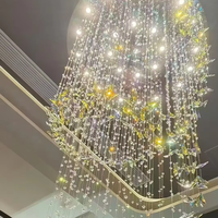 Lustre Papillon en Cristal K9 Dimmable 3 Couleurs, Acier Inoxydable de Luxe, Vente Directe Usine, Idéal pour Villa, Duplex, Salon