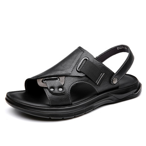 Chaussons d'été décontractés pour hommes en cuir à plateforme, antidérapants et respirants, pour un usage quotidien - Product Image 2