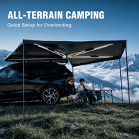 Chaud 270 °   Auvent latéral universel autoportant, auvent de voiture pliable double couche en Oxford imperméable, respirant et coupe-vent pour le camping