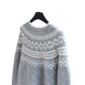 Cárdigan grueso de jacquard Fair Isle, suéter de invierno nórdico retro, chaqueta de punto, cuello redondo, top informal holgado - Product Image 5