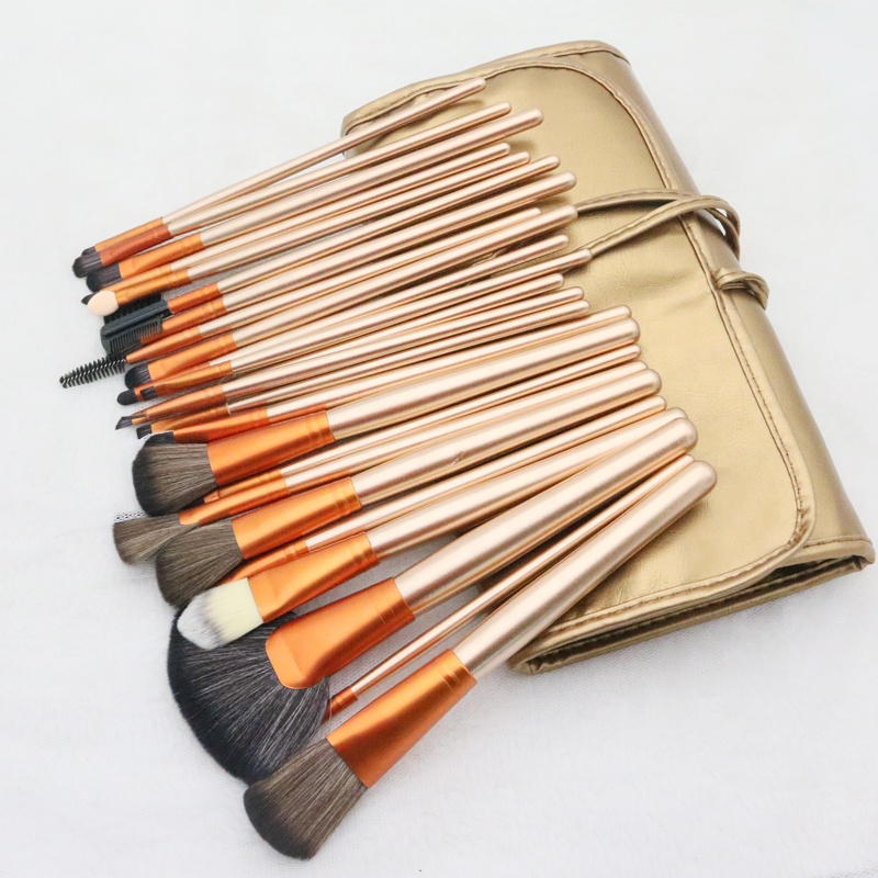 professional real private label quality high end natural hair animal makeup brush gold