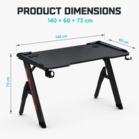 Bureau de Gaming AOR RGB LED ABS Armor 20 Modes BlackSamurai H2 avec Porte-Gobelet, Support Casque, Multiprise 100x60cm Vente en Gros Usine 2026