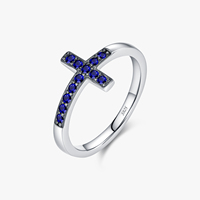 Bagues en argent sterling 925 vintage avec zircon bleu, bagues croisées pour un usage quotidien, bagues pour femmes, accessoires de bijouterie fine