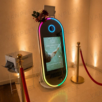 Овальная фотобудка Magic Mirror 60 дюймов с 32-дюймовым сенсорным экраном, совместимая с DSLR-камерами, RGB LED подсветка, мгновенная печать, для аренды на мероприятия