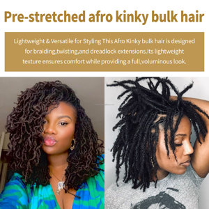 Cheveux humains vierges non traités pré-étirés 100% pour <span class=keywords><strong>tresses</strong></span> africaines, dreadlocks, cheveux en vrac pour tresser - Product Image 5