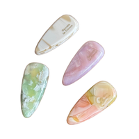 Pince à cheveux personnalisable en acétate, étiquette dorée coréenne, haut de gamme, élégante et polyvalente, épingle à cheveux en bec de canard, 5cm, frange latérale pour fête de filles