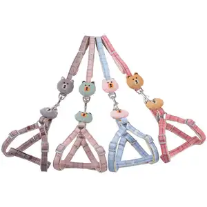 Wholesale Cute Cartoon Puppy Vest Harness And Leash Set Wholesale Fashion Cute Small Luxury Soft Dog Harness Dress With Leash