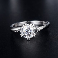 Bague de fiançailles en moissanite plaquée rhodium argenté, personnalisable en usine, sertie à griffes, certifiée GRA, pour femme, en promotion