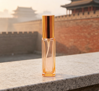 Botol Vial Kaca Metalik Mini Isi Ulang Parfum Kosong Warna Oranye dengan Pompa Semprot