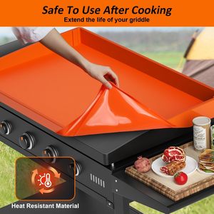 Housse de protection en silicone de 36 pouces pour barbecue extérieur, tapis de cuisson pour plaque chauffante, housse de plaque de cuisson BBQ améliorée à bords intégrés pour tapis de barbecue Weber - Product Image 2