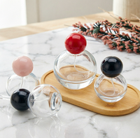 Flacon de parfum luxueux et élégant, personnalisation en gros, bouteilles en verre transparent haut de gamme, bouchons à bille bleus, diffuseur à bâtonnets avec décalcomanie