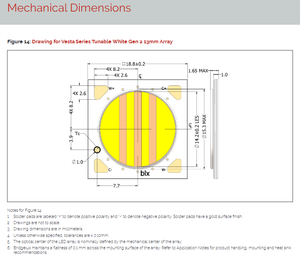 Bridgelux BXRV-TR-2765G-20A0-A-23 Éclairage LED Puce COB Blanc chaud Blanc froid 2700K 6500K Ra90 129lm/W Angle de vision de 120° - Product Image 6