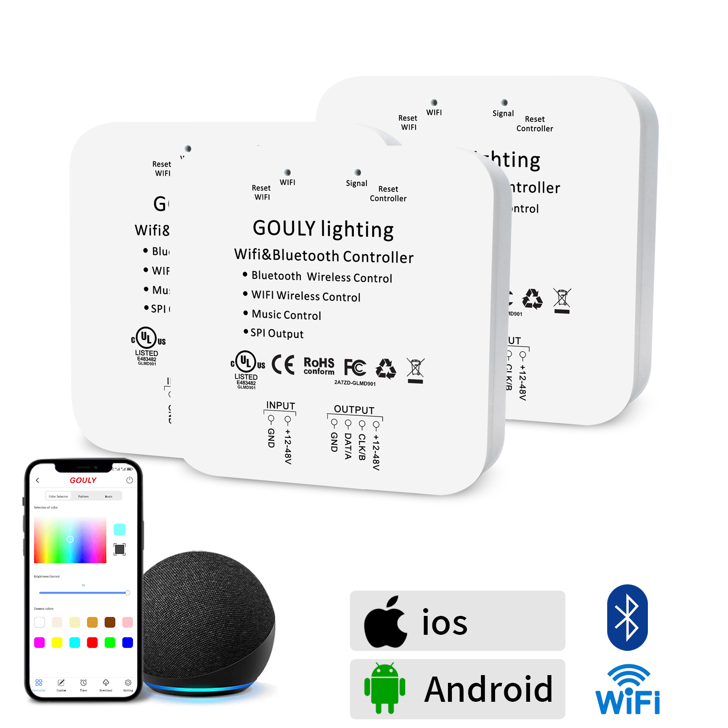 Gouly rgbw новый волшебный цветной контроллер Bluetooth WiFi двухрежимный мобильный телефон app светодиодный светильник интеллектуальный контроллер ws2811