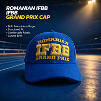 Casquette Souvenir d'Événement Broderie 3D en Relief Logo IFBB Grand Prix Bleu Royal Structurée pour Compétition de Musculation