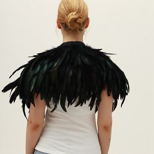 काले पंख बोआ लपेटें महिलाओं के लिए आरामदायक शादी पार्टी बर्लस्क स्टेज प्रदर्शन पोशाक पोशाक पोशाक - Product Image 3