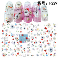 Stiker Kuku Seri F F226-F230, Stiker Kuku 3D Transfer, Dekal Bunga, Stiker Seni Kuku Perekat Sendiri