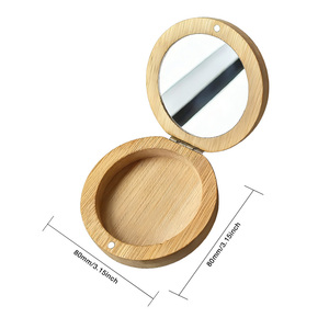 Wholesale Eco Bamboo Round Cosmetic <b>Makeup</b> <b>Mirror</b> OEM Custom Logo With Storage Case <b>For</b> Travel Gift Use - Product Image 2