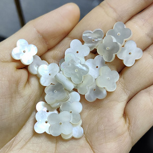 Natural White Shell Gemstones one Hole Four Leaf Clover Jewelry Mother Of Pearl Shell Loose <b>Beads</b> for Jewelry Making - Product Image 3