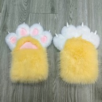 Gants de costume de chat en polyester pelucheux à griffes couineuses, thème anime japonais, accessoires de cosplay en peluche unisexe pour adultes
