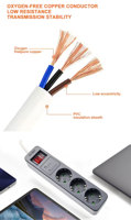 Prise d'extension de multiprise à 3 voies pour la sécurité domestique industrielle avec interrupteur multidirectionnel à 5 voies 2 ports de sortie USB Protection contre les surtensions 1 mètre