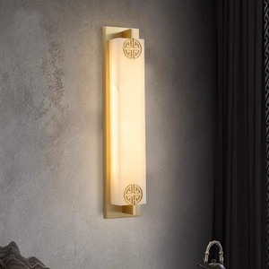 โคมไฟติดผนังทองแดงแท้ลายหินอ่อน ดีไซน์หรูหรา สไตล์จีนร่วมสมัย รูปทรงยาว สำหรับห้องนั่งเล่น ฉากหลังทีวี ห้องนอน ข้างเตียง-ไม่ต้องเดินสายไฟ - Product Image 5