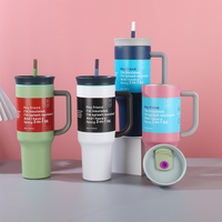 Nouveau 2 en 1 paille boire 40 oz tasses aventure en plein air logo personnalisé couvercle anti-fuite métal 40 oz gobelet tasse avec poignée