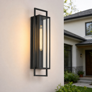 Rustic Long Frame Exterior Wall <b>Light</b> Clear Glass Lantern Wall <b>Sconce</b> For Villa Patio Facade Outdoor Decoration - Product Image 4