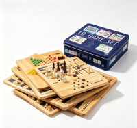 Ensemble de jeux 10-en-1 en bois contenant Échecs, Dames, Dames chinoises, Backgammon, Mancala, Tic-Tac-Toe, etc. Style moderne Marque FS