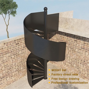 Escalera Espiral <span class=keywords><strong>de</strong></span> Acero <span class=keywords><strong>para</strong></span> Exteriores con Barandilla Alta y Panel Lateral Cerrado, <span class=keywords><strong>Escaleras</strong></span> Metálicas Modernas <span class=keywords><strong>para</strong></span> Patio <span class=keywords><strong>de</strong></span> Villa - Product Image 3