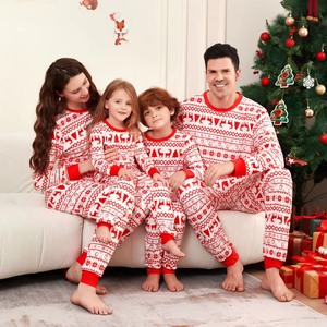 ملابس نوم طويلة الأكمام ناعمة مطبوعة ، منامة بخصر مرن للتنفس ، منامة حرارية عائلية مطابقة للخريف وعيد الميلاد - Product Image 1