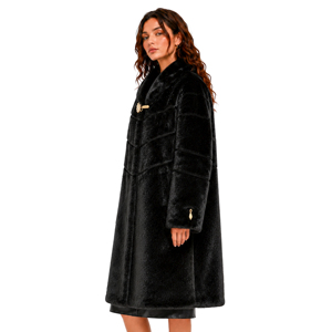 Manteau long vintage en fausse fourrure pour <span class=keywords><strong>femme</strong></span>, avec poignets dorés décoratifs, veste épaisse et chaude en peluche, idéal pour les fêtes formelles et les tenues d'extérieur par temps froid - Product Image 2