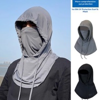 Masque de protection solaire d'été pour homme, cache-cou respirant en soie glacée, chapeau et voile trois-en-un, couvre-chef carré solide pour le cyclisme