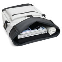 Sac à dos personnalisable en PU à enroulement, grande capacité, imperméable, style à bords roulés, pour étudiants, voyage et ordinateur portable