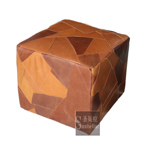 Yeni tasarım yüksek kalite hakiki deri osmanlı <span class=keywords><strong>modern</strong></span> kare kahverengi deri sandıklı tabure lving odası ahşap osmanlı yan masa - Product Image 6