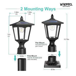 <b>Solar</b> LED Post Light 6000K Dusk to Dawn Waterproof with Pier Mount Base for Road & Garden Landscape Outdoor Decorative <b>Lamp</b> - Product Image 3
