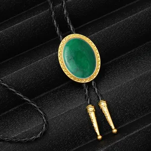 Dasi <span class=keywords><strong>Bolo</strong></span> kulit coklat hitam asli dasi Bola barat batu permata warna-warni kristal pria kalung dasi - Product Image 1